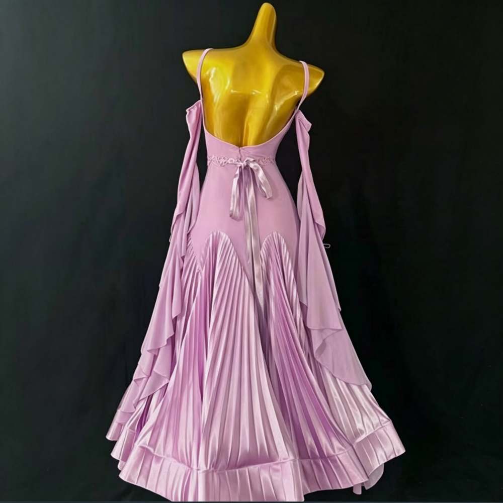 Custom Size Purple Turquoise Ballroom Dance Dress for Girl Waltz Tango Solo Performance Clothing
