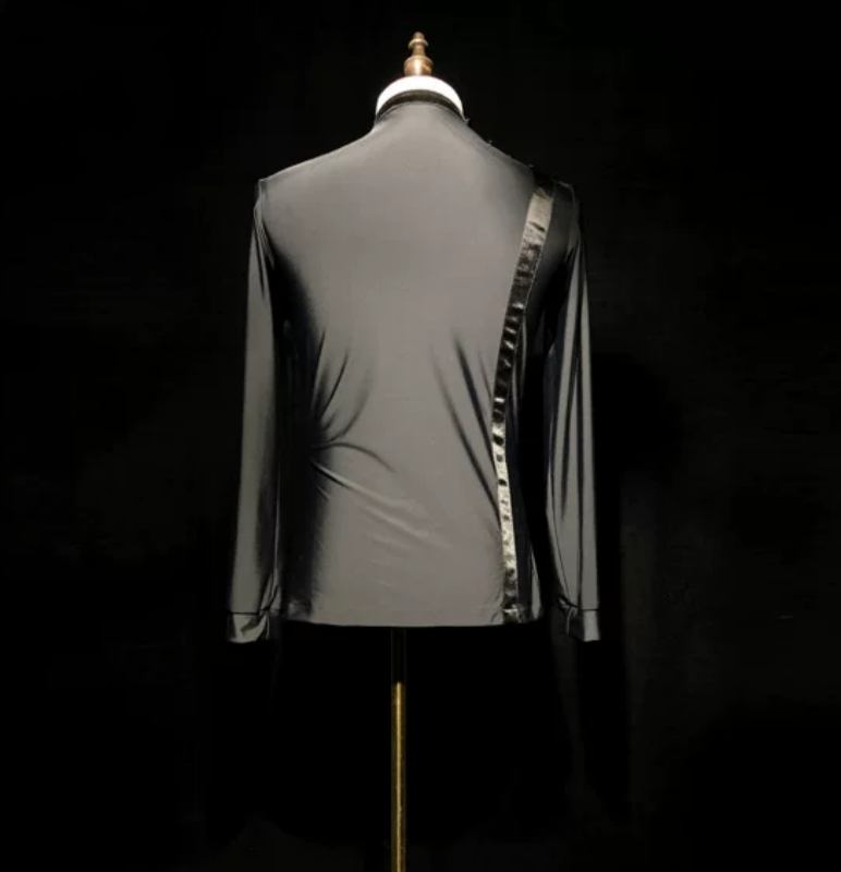 Custom Men Youth Latin Dance Shirt  Crystal Feather Performance Tops
