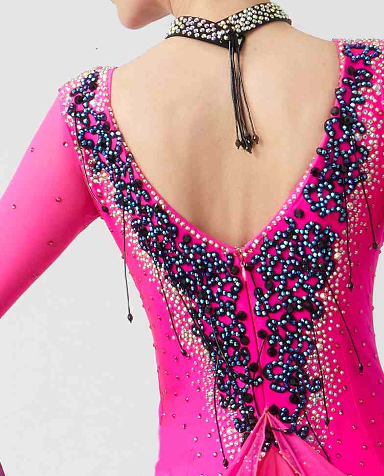 Custom Size Fuchsia Competition Ballroom Dance Dresses for Women Girls Waltz Tango Rhythm Foxtrot Dance Long Gown