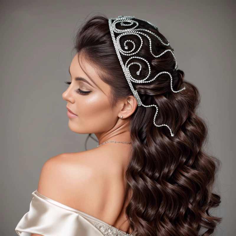 Women dance headdress singers stage performance bling Hair accessories wedding party bridal headgear for girls - Moderndancedress.com