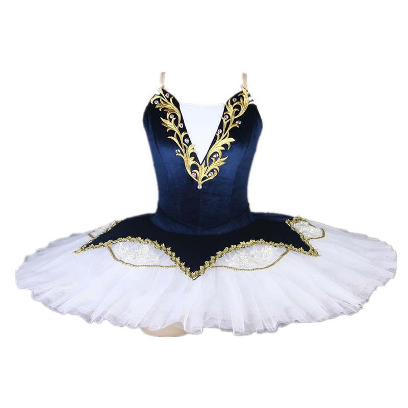 Children Girls blue velvet tutu skirts little swan lake ballet dance dressfluffy tutu skirt ballerina kids stage performance ballet dance costume - Moderndancedress.com
