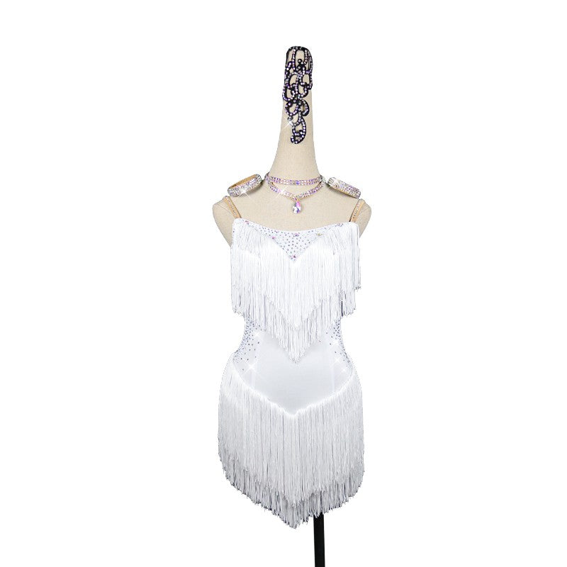 competition white latin dance dress for women rhinestones salsa chacha latin dress robe latine pour femme - Moderndancedress.com