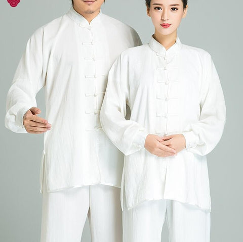 Cotton and linen Tai Chi clothing long sleeves men's martial arts performance morning exercise clothes Tai Chi clothing women - Moderndancedress.com