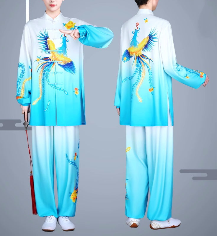 Blue phoenix Tai Chi Clothing for Women's chinese kung fu uniforms martial art wushu performance clothes - Moderndancedress.com