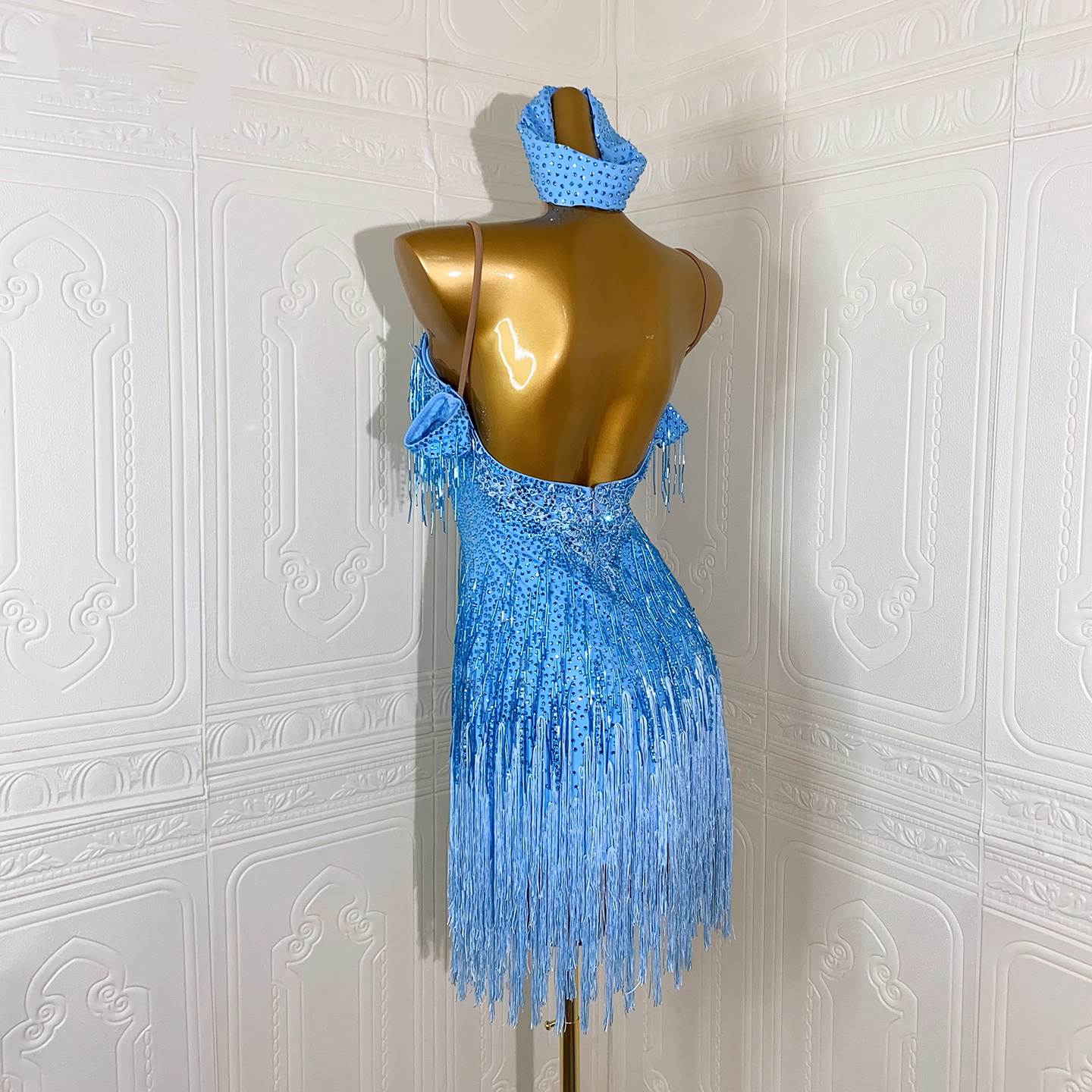 Custom Size Blue Pink Latin Dresses for Women Girls Salsa Rumba Chacha Ballroom Competition Bling Costumes