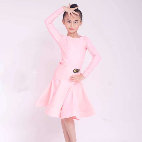 Children's Latin Dance dresses blue pink green Regulations Competition Uniforms Girls Professional Standards Grading Examination skirts - Moderndancedress.com