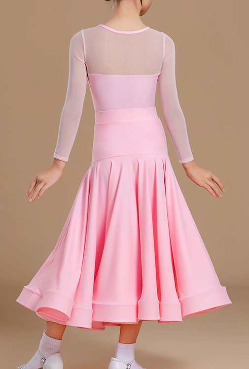 Girls Ballroom Dance Dresses Pink Blue Ruffles Waltz Tango Latin Ballroom Dance Dress for Kids Waltz Dancing Swing Skirts