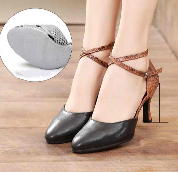 Fashion Red Black Snake Latin Modern Dance Shoes for Women Tango Waltz Ballroom Professional Soft-soled Dance Shoes - Moderndancedress.com