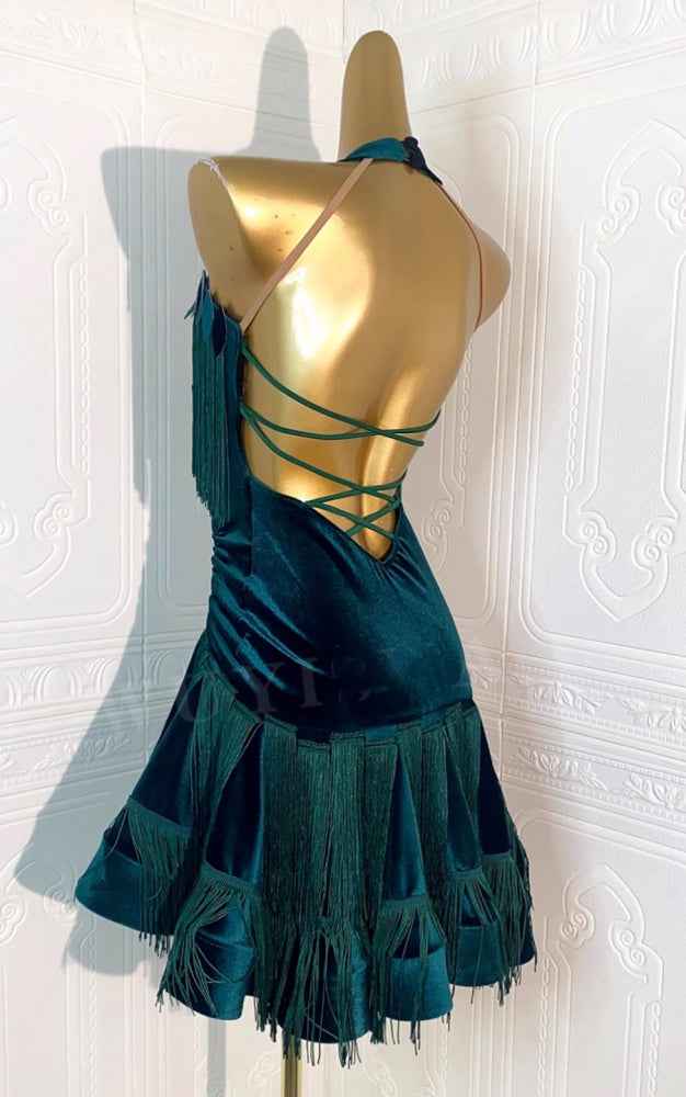 Custom Size Dark Green Velvet Competition Latin Dance Dresses for Women Fringe Salsa Rumba Chacha Performance Costumes Moderndancedress.com Custom Size Dark Green Velvet Competition Latin Dance Dresses for Women Fringe Salsa Rumba Chacha Performance Costumes Moderndancedress.com