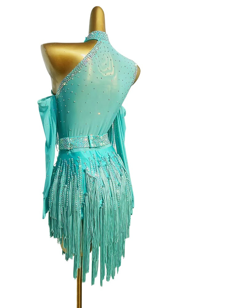 Custom Size Bling Fringe Latin Dance Dresses for Women Girls Salsa Rumba Chacha Performance Art Test Costumes - Moderndancedress.com