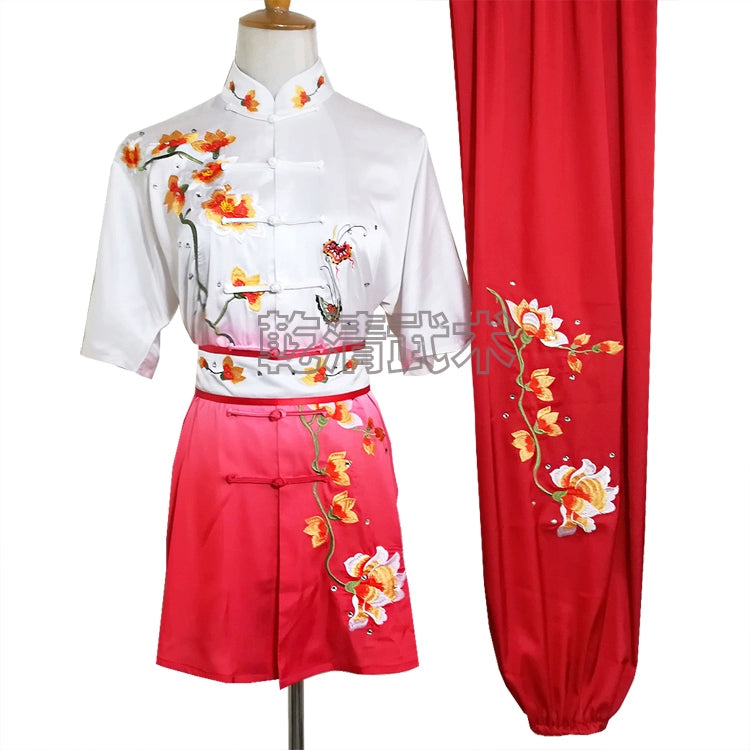Chinese wushu uniform Kungfu clothes Martial arts demo suit taolu costume changquan outfit for men children boy women girl kids - Moderndancedress.com