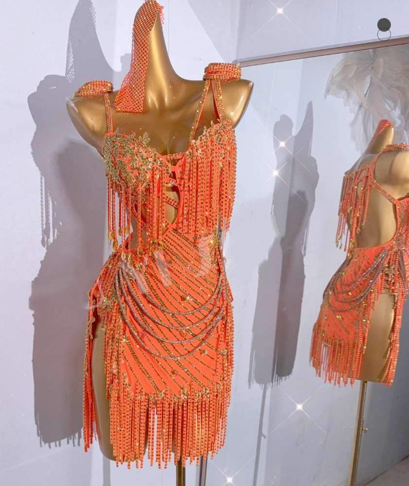 Custom Size Competition Bling Latin Dance Dresses for Women Girls Pink Salsa Rumba Chacha Blackpool Dance Costumes