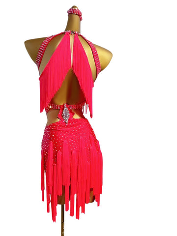 Custom Size Orange Red Fringe Latin Dance Dresses for Women Girls Salsa Rumba Chacha Performance Costumes