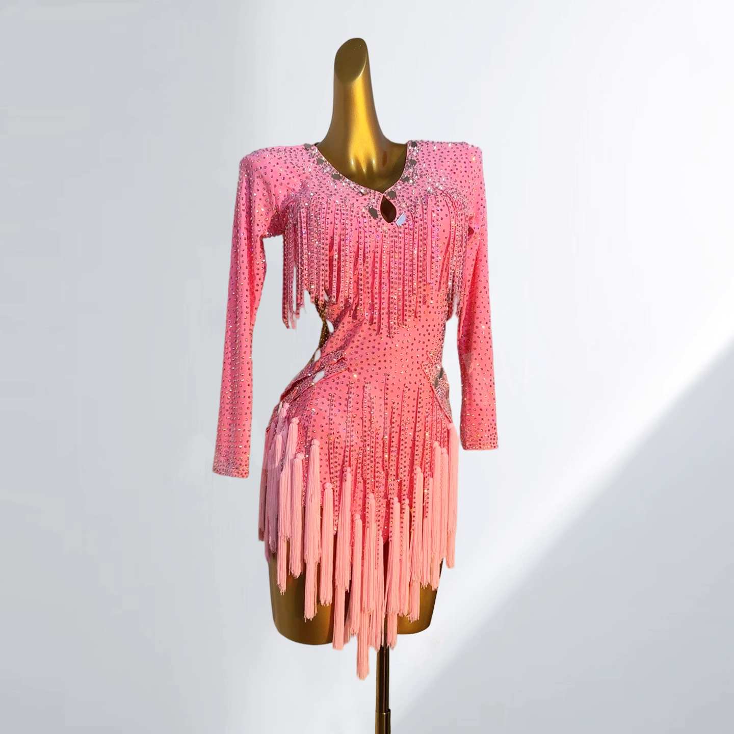 Custom Size Competition Latin Dance Dresses for Women Pink Wine Salsa Rumba Chacha Dance Costumes
