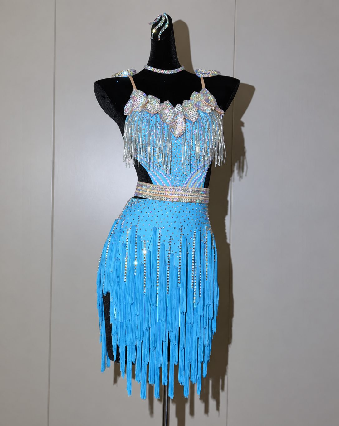 Custom Crystal Fringe Competition Latin Dance Dress
