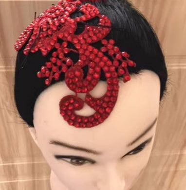 Children Women red rhinestones headdress adult ballroom Latin Dance Headwear Ballroom Dance Competition headpiece Hair Accessories - Moderndancedress.com