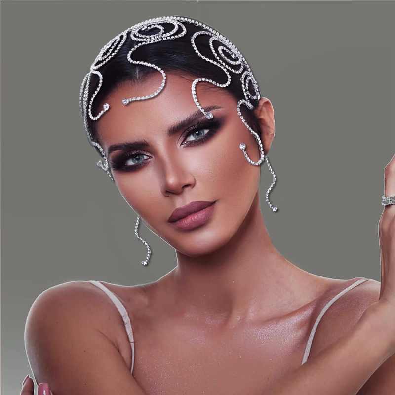 Women dance headdress singers stage performance bling Hair accessories wedding party bridal headgear for girls - Moderndancedress.com