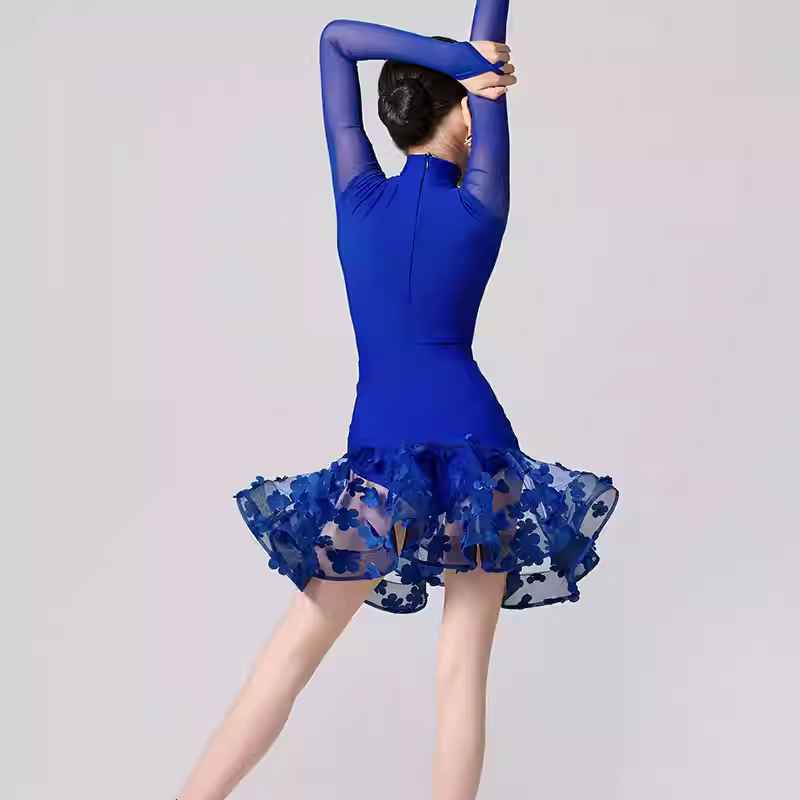Girls Lace Flowers White Royal Blue Latin Dance Dresses Kids Salsa Rumba Chacha Latin Dance Practice Outfits for Children Moderndancedress.com Girls Lace Flowers White Royal Blue Latin Dance Dresses Kids Salsa Rumba Chacha Latin Dance Practice Outfits for Children Moderndancedress.com