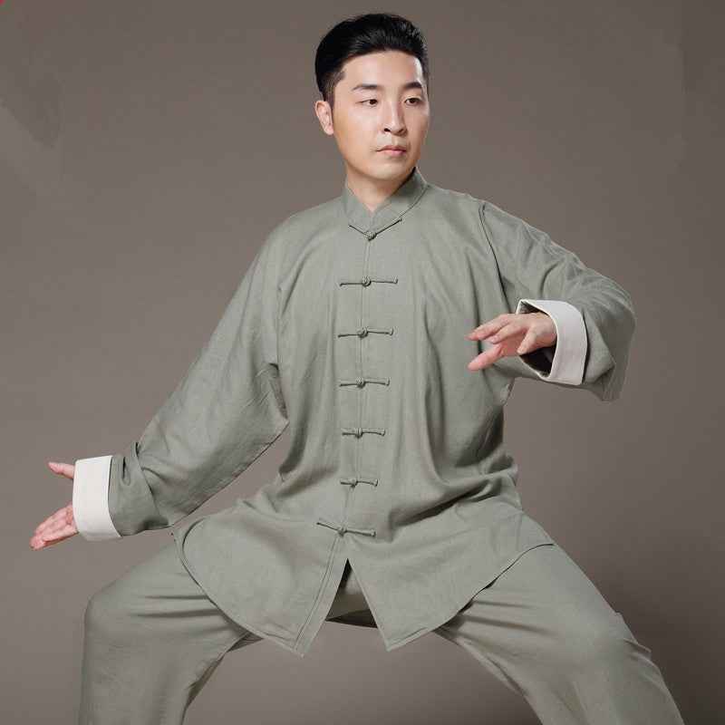 Flax Tai Chi uniform Taiji Boxing Performance Clothing Autumn Summer linen Kung Fu Suit Wing Chun Uniform Chinese style - Moderndancedress.com