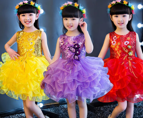 girls Jazz Dance Costumes Girl Princess Skirt Dance Dress Modern Dance Skirt Show Dress - 