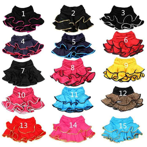 Girls Latin Dance Skirt Ballroom Samba Chacha Dancing Dress inside with shorts Kids Mini Skirt - Moderndancedress.com