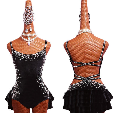 Latin Dance Dresses For Women S-L Milk Silk Lace Sexy Salsa Fringe Skirt Evening Dress Ballroom Competition Clothes - Moderndancedress.com