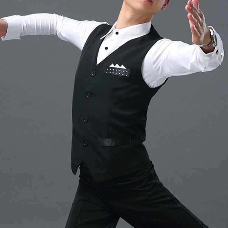 men's latin ballroom dance waistcoat vests for male black competition latin dance vests men's latin dance waistcoat - Moderndancedress.com