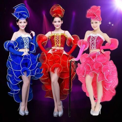 Modern dance costume sequined costumes jazz dance clothing performance clothing adult female pink dress