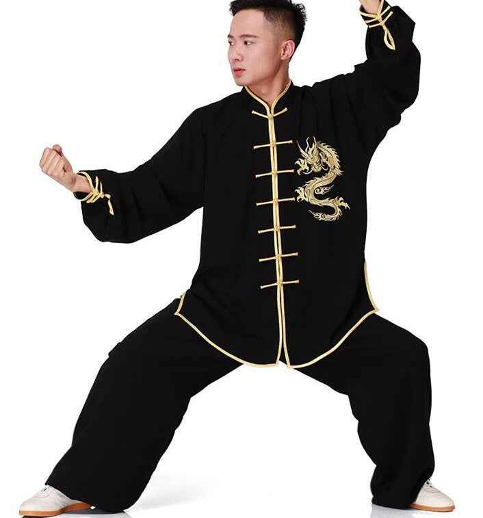 New Embroidery Tai Chi suits Cotton Wu Shu clothes Kung Fu Uniform Morning Exercise The Martial Arts Performance Wear clothing.