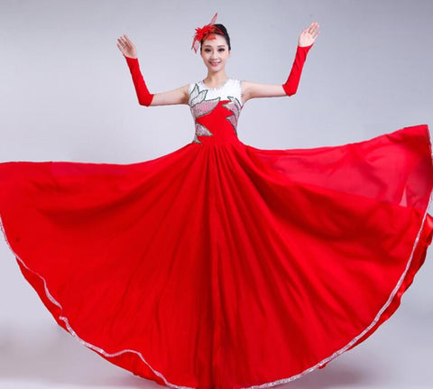 Red Flamenco dress female opening dance big swing Spanish Bullfighting dance costume Opening dance Chorus costumes stage dancer costumes