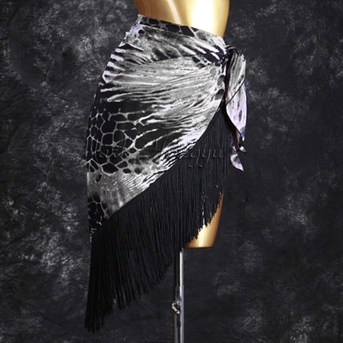 Tassels  latin dance wrap skirts hip scarf modern dance practice skirts for women jupe portefeuille de danse latine - Moderndancedress.com