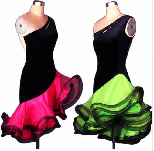 Women/Kids Latin Dance Dress Adult/Children Custom Size Organza Sleeveless Stage Performance Competition Salsa Dress