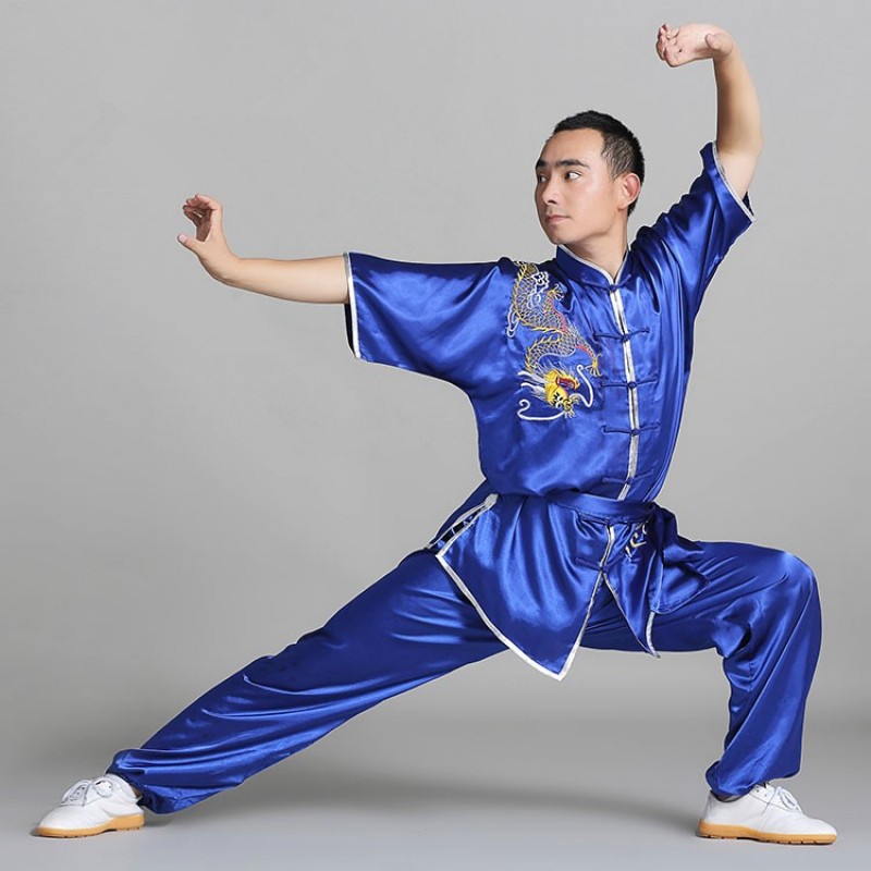 Chinese style Satin Kung Fu Suit short sleeve Martial Art