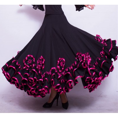 Ballroom Dancing Skirt Red Black Women Waltz Tango Flamenco Dance Dress Lady's Cheap Ballroom Competition Dresses