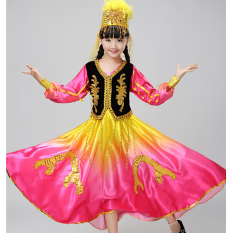 Children's minority stage performance costumes girls India 360 degree large dress