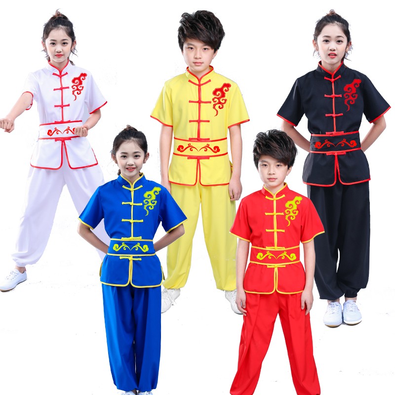 Children's short-sleeved Wushu clothing practice clothes children's kungfu clothes