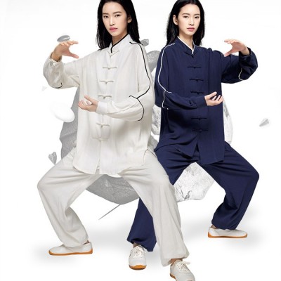 China Taichi kung fu Uniforms for women female linen cotton breathable material sports fitness martial wushu tops and pants