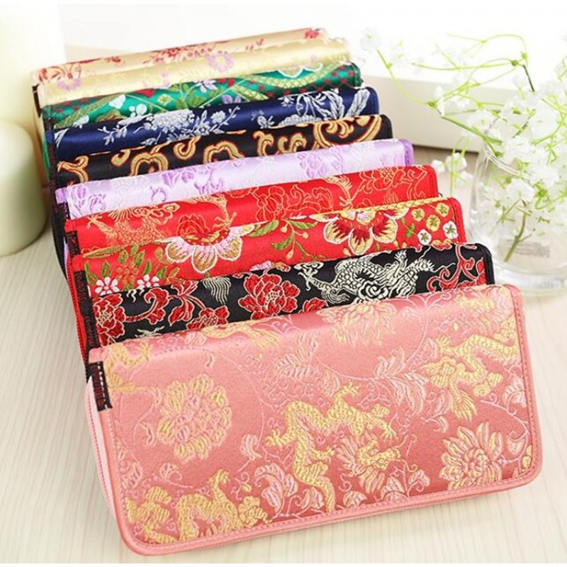 Chinese style gift damask cloud wallet embroidery ladies handbag