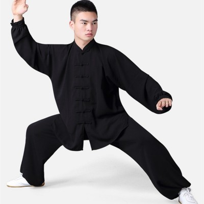 Chinese Traditional Tai Chi Clothes Satin Kungfu Uniform Men