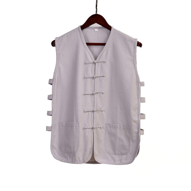 Cotton sleeveless kungfu Vest clothing male old coarse summer Chinese national tang suit Tops tai chi wushu shirt 