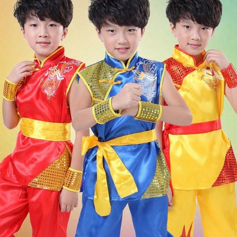 Girls Boys Dragon Uniform Chinese Kung Fu Martial Arts Exercise Sash Costume