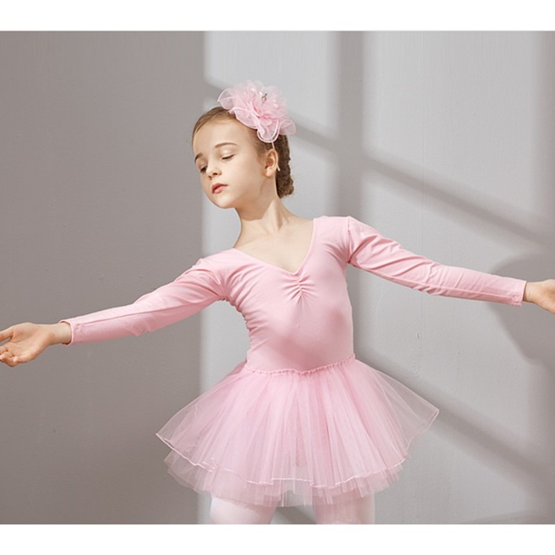 KI long sleeved dancers, children's Girls Ballet dresses, children's dance practice clothes, conjoined grade test clothes.