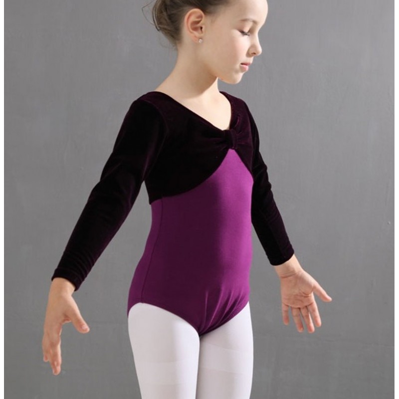 Mordern dance ballet leotards for girls children velvet ballet cometition performance tops bodysuits