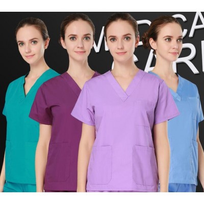 Nurse Scrubs Suit Men and Women Short Sleeve Dentists Uniform ICU Single Breasted Dental Doctor Uniform Lab Clothing Sets Retail