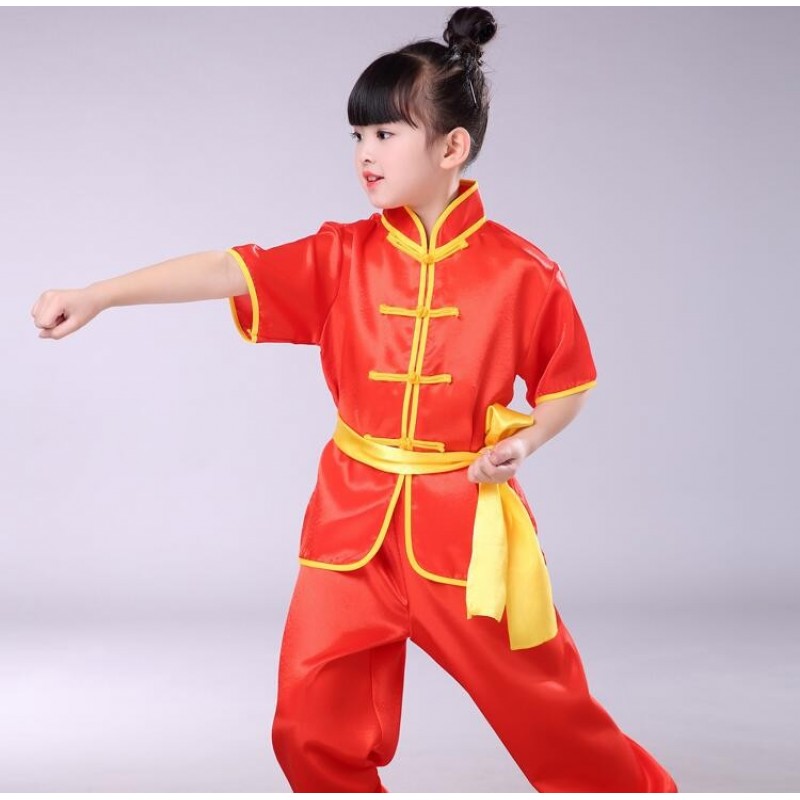Short Children Tae Kwon Do Wushu arts performance clothing children's martial arts clothing boys and girls Tai Chi clothing practice clothes martial arts training suits