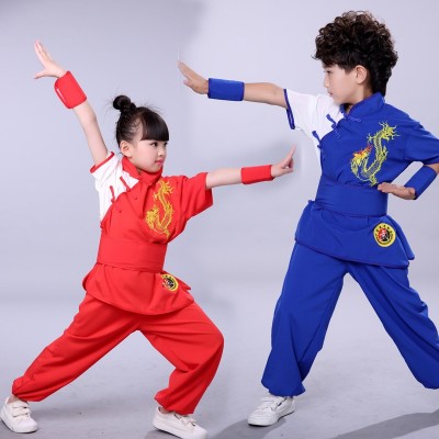 Boys Tai Chi &Kongfu Uniforms Children's martial arts clothing training clothing long sleeve elastic silk Taiji training clothing primary and secondary school students' martial arts performance clothing