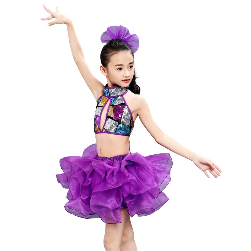 Children's performance dress sequins Pengpeng skirt kindergarten modern dance gauze skirt performance Dress Girls Jazz Dance Dress