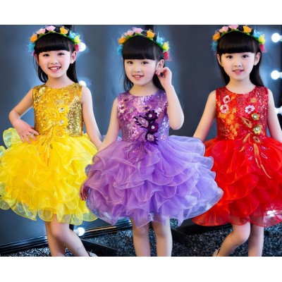 girls Jazz Dance Costumes Girl Princess Skirt Dance Dress Modern Dance Skirt Show Dress