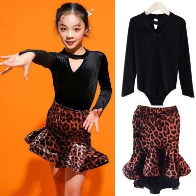 Latin clothes children's training clothes girl's Latin dress long sleeve girl's dance clothes children's performance clothes