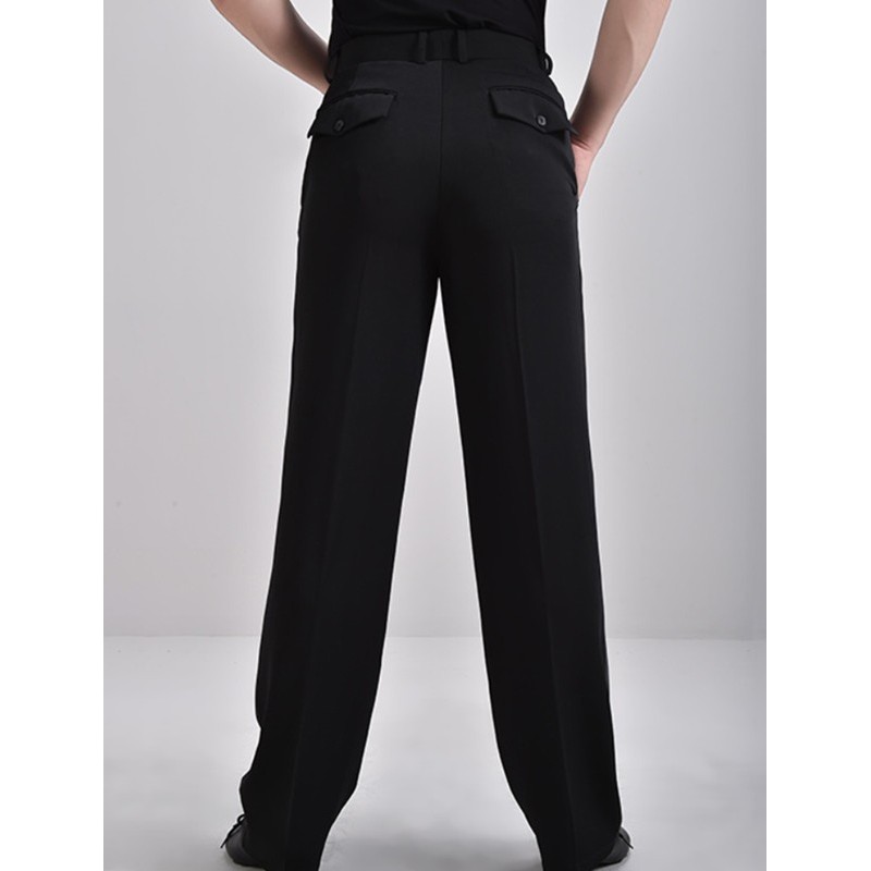 Customized size Black Ballroom Latin Dance Pants for men yong man competition tango waltz flamenco long trousers 